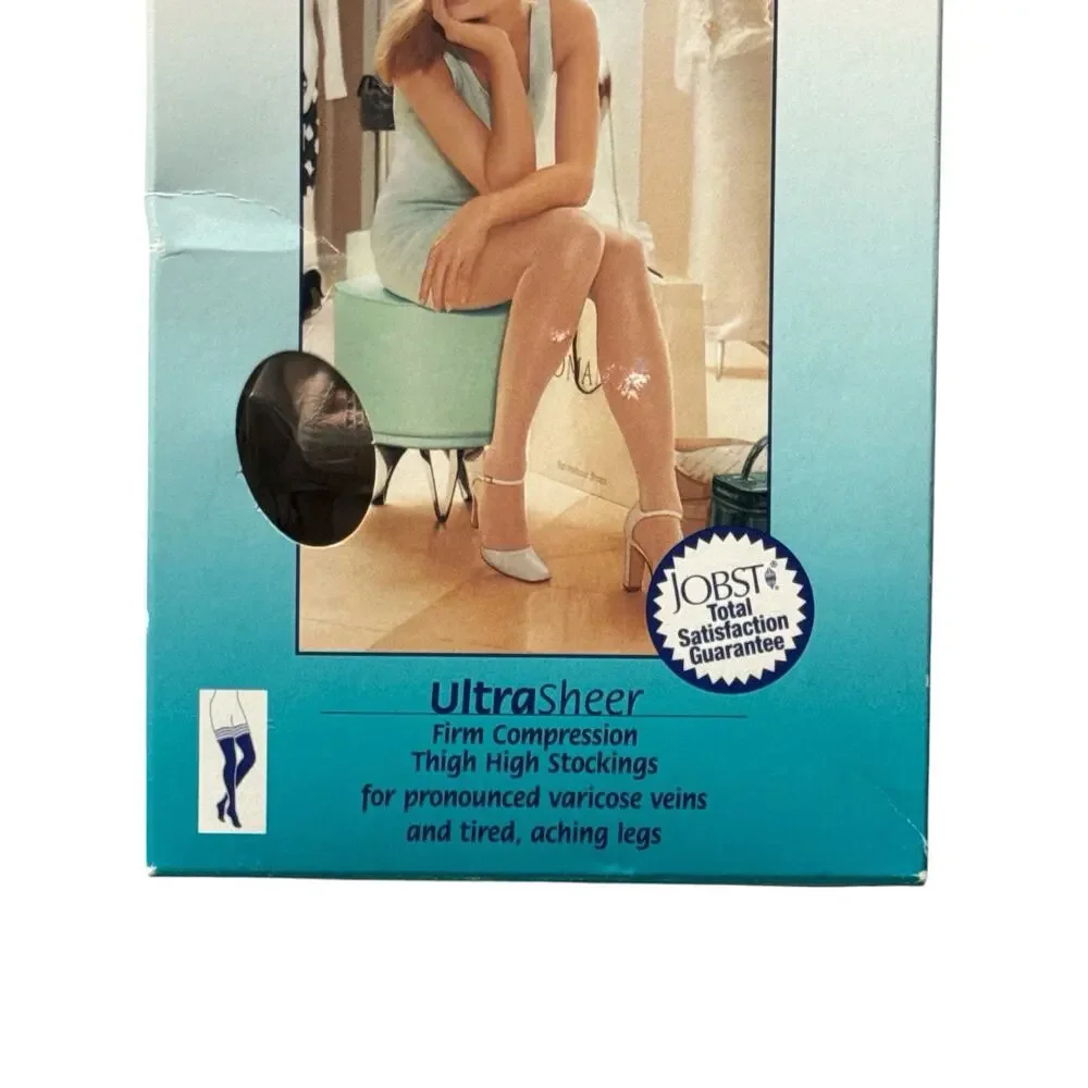 Jobst Ultrasheer Lace Band Thigh High Closed Toe 20-30mmHg Silky Beige Small
